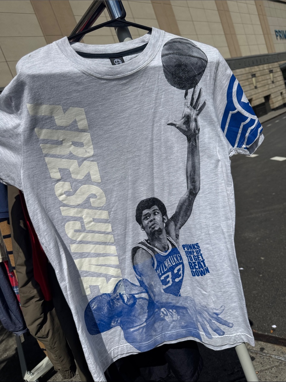 Freshjive Basketball Graphic Tee with Blue Accents